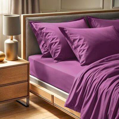 Nuit Des Rêves Premium Ranforce King Fitted Sheet (160 x 200 + 30 cm), 100% bomull, 155 trådantal: lila maskintvättbar vid 30 °C Mjuk & hållbar säng Nuit Des Rêves Premium Ranforce King Fitted Sheet (160 x 200 + 30 cm), 100% bomull, 155 trådantal: lila maskintvättbar vid 30 °C Mjuk & hållbar säng