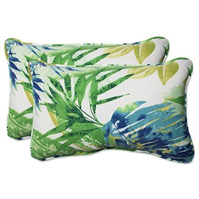 Pillow Perfect Kudde perfekt utomhus/inomhus sula rektangulär prydnadskudde (set med 2), blå/grön Pillow Perfect Kudde perfekt utomhus/inomhus sula rektangulär prydnadskudde (set med 2), blå/grön