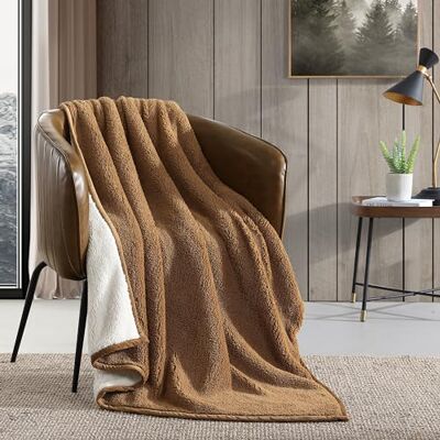 Eddie Bauer – prydnadsfilt, ultramjuk plysch sherpa heminredning, vändbara tvåfärgade sängkläder (solidbrun/elfenben, 127 cm x 152 cm) Eddie Bauer – prydnadsfilt, ultramjuk plysch sherpa heminredning, vändbara tvåfärgade sängkläder (solidbrun/elfenben, 127 cm x 152 cm)