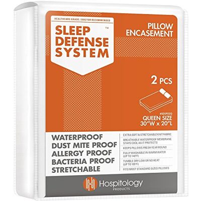 Hospitology PRODUCTS Kuddhölje med dragkedja – sömnförsvarssystem – drottning – vattentät – set med 5 – 50 cm H x 76 cm B Hospitology PRODUCTS Kuddhölje med dragkedja – sömnförsvarssystem – drottning – vattentät – set med 5 – 50 cm H x 76 cm B