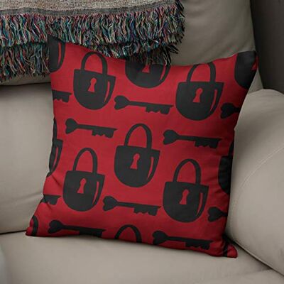 Bonamaison dekorativt kuddöverdrag röd svart prydnadskudde överdrag, heminredning örngott för vardagsrum, soffa, sovrum, storlek: 50 x 50 cm – designad och tillverkad i Turkiet Bonamaison dekorativt kuddöverdrag röd svart prydnadskudde överdrag, heminredning örngott för vardagsrum, soffa, sovrum, storlek: 50 x 50 cm – designad och tillverkad i Turkiet