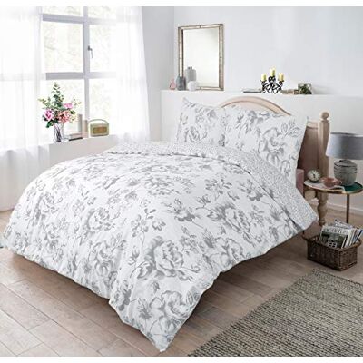 Sleepdown Blommig monokrom grå lättskött mjukt mysigt påslakan täcke sängkläder set – 135 cm x 200 cm + 1 örngott 80 cm x 80 cm, 5056242764076 Sleepdown Blommig monokrom grå lättskött mjukt mysigt påslakan täcke sängkläder set – 135 cm x 200 cm + 1 örngott 80 cm x 80 cm, 5056242764076