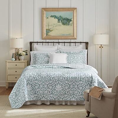 Laura Ashley – Mia Collection – påslakanset – 100% bomull, vändbara, lätta och andningsbara sängkläder, förtvättade för ökad mjukhet, drottning, blå Laura Ashley – Mia Collection – påslakanset – 100% bomull, vändbara, lätta och andningsbara sängkläder, förtvättade för ökad mjukhet, drottning, blå