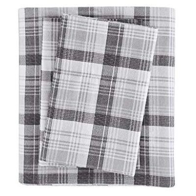WOOLRICH Flanell 100% bomullslakanset varma mjuka lakan med 35 cm elastisk ficka, stuglivsstil, mysig sängklädesset, matchande kuddfodral, drottning, grå rutig, 4 delar WOOLRICH Flanell 100% bomullslakanset varma mjuka lakan med 35 cm elastisk ficka, stuglivsstil, mysig sängklädesset, matchande kuddfodral, drottning, grå rutig, 4 delar