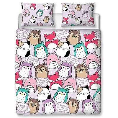 Character World Squishmallows officiellt dubbelt påslakanset, ljus design vändbart 2-sidigt Squish Squad sängkläder överdrag officiella varor inklusive matchande örngott Character World Squishmallows officiellt dubbelt påslakanset, ljus design vändbart 2-sidigt Squish Squad sängkläder överdrag officiella varor inklusive matchande örngott