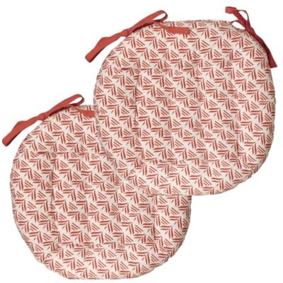 Atout Ciel Set med 2 tvåfärgade runda stolsöverdrag D 40 cm, terracotta tryck/enfärgad Atout Ciel Set med 2 tvåfärgade runda stolsöverdrag D 40 cm, terracotta tryck/enfärgad