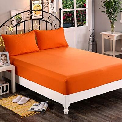 Elegant Comfort Dra-på-lakan i premium hotellkvalitet, 1 500 trådtäthet, mjukaste mikrofiber – djup ficka upp till 40 cm, skrynkel- och blekningsbeständigt, full storlek, orange Elegant Comfort Dra-på-lakan i premium hotellkvalitet, 1 500 trådtäthet, mjukaste mikrofiber – djup ficka upp till 40 cm, skrynkel- och blekningsbeständigt, full storlek, orange