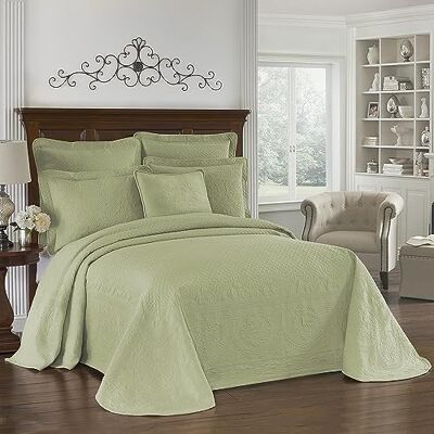 Historic Charleston King Charles Modern lantlig blommig matt sängöverkast, 100% bomull, andningsbara sängkläder, King/CalKing, salvia Historic Charleston King Charles Modern lantlig blommig matt sängöverkast, 100% bomull, andningsbara sängkläder, King/CalKing, salvia