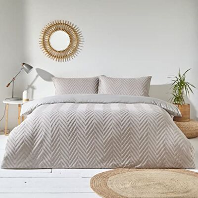 The Linen Yard Geometrisk Chevron påslakan med lockig vävning i bomull The Linen Yard Geometrisk Chevron påslakan med lockig vävning i bomull