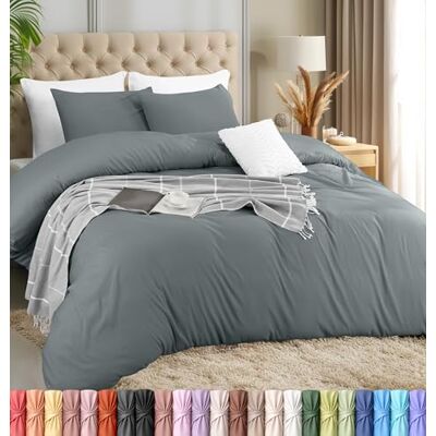 Utopia Bedding Lätt påslakanset med 50 x 65 cm kuddfodral, 220 x 220 cm – mjuk mikrofiber polyester (grå) Utopia Bedding Lätt påslakanset med 50 x 65 cm kuddfodral, 220 x 220 cm – mjuk mikrofiber polyester (grå)