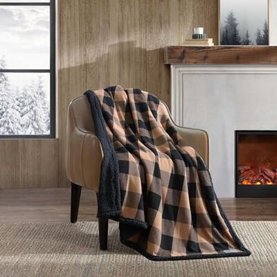 Eddie Bauer – prydnadsfilt, vändbara sherpa flanellsängkläder, rutiga heminredning för alla årstider (burpläd beige, överkast) Eddie Bauer – prydnadsfilt, vändbara sherpa flanellsängkläder, rutiga heminredning för alla årstider (burpläd beige, överkast)