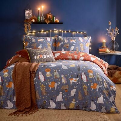 furn. Ugn Halloween Pawty påslakanset – rolig läskig vändbar kattfest design sängkläder (flerfärgad – kung) furn. Ugn Halloween Pawty påslakanset – rolig läskig vändbar kattfest design sängkläder (flerfärgad – kung)