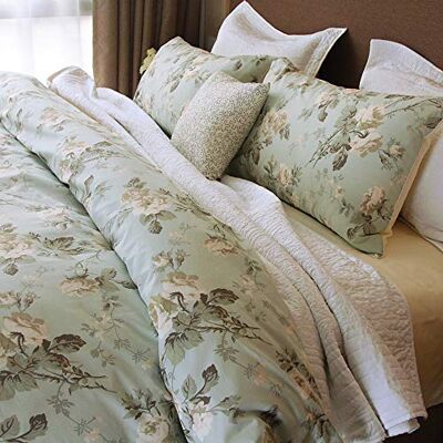 Brandream fransk lantlig trädgård toalett blommigt tryckt påslakan bomull sängkläder set asiatisk stil gobelängmönster chinoiserie pion blomster träd grenar flerfärgad design (drottning, mintgrön) Brandream fransk lantlig trädgård toalett blommigt tryckt påslakan bomull sängkläder set asiatisk stil gobelängmönster chinoiserie pion blomster träd grenar flerfärgad design (drottning, mintgrön)