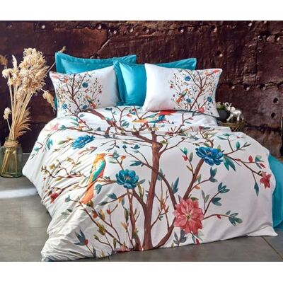 Nuit Des Rêves Single Quilt Cover Set (155 x 200 cm), 3D tryckt turkos/vit/brun/röd, 100% polyester microsatin & bomull Dragkedja & Envelope Closure, maskintvättbar Nuit Des Rêves Single Quilt Cover Set (155 x 200 cm), 3D tryckt turkos/vit/brun/röd, 100% polyester microsatin & bomull Dragkedja & Envelope Closure, maskintvättbar