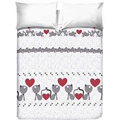 PENSIERI DELICATI Dubbelöverkast 260 x 280 cm, 100% bomull pique-presenning, perfekt som dekorduk, filt spara säng 2 rutor, mönstrad kattunge grå, 100% tillverkad i Italien PENSIERI DELICATI Dubbelöverkast 260 x 280 cm, 100% bomull pique-presenning, perfekt som dekorduk, filt spara säng 2 rutor, mönstrad kattunge grå, 100% tillverkad i Italien