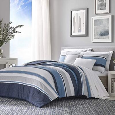 Nautica King Comforter Set, Cotton Reversible Bedding with Matching Shams & Bonus Decorative Pillows (Westport Navy, King) Nautica King Comforter Set, Cotton Reversible Bedding with Matching Shams & Bonus Decorative Pillows (Westport Navy, King)