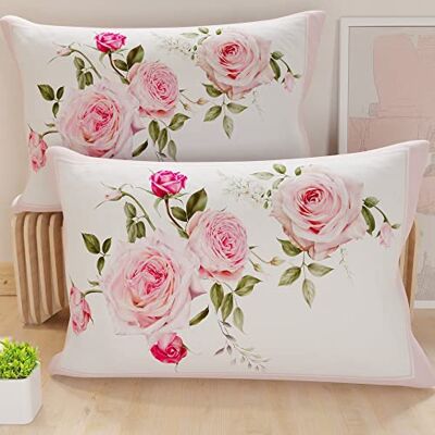 PETTI Artigiani Italiani PETTI Hantverkare Italienska örngott, Par örngott Kuddar, örngott Digital Printing, örngott Kuddelock, Kuddelock, 100% Anti-allergisk Microfiber, Blommor Vit PETTI Artigiani Italiani PETTI Hantverkare Italienska örngott, Par örngott Kuddar, örngott Digital Printing, örngott Kuddelock, Kuddelock, 100% Anti-allergisk Microfiber, Blommor Vit