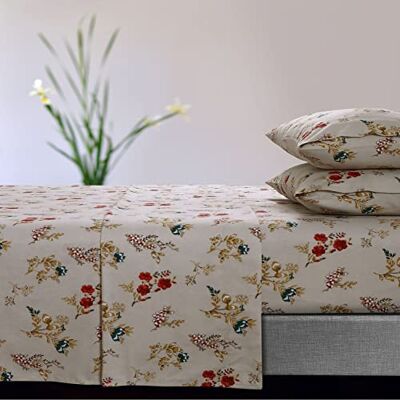 Tribeca Living Ultra-mjuk flanelllakanset, 170-GSM bomull, djup ficka, mysiga vintersängkläder tvilling, blommig grädde Tribeca Living Ultra-mjuk flanelllakanset, 170-GSM bomull, djup ficka, mysiga vintersängkläder tvilling, blommig grädde