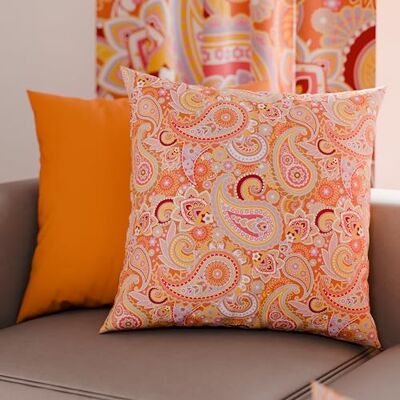 PETTI Artigiani Italiani Ett par örngott 50 x 50 cm i mikrofiber, kuddar för sovrum, soffa, vardagsrum, set med 2 örngott, örngott Paisley orange, 100% tillverkat i Italien PETTI Artigiani Italiani Ett par örngott 50 x 50 cm i mikrofiber, kuddar för sovrum, soffa, vardagsrum, set med 2 örngott, örngott Paisley orange, 100% tillverkat i Italien