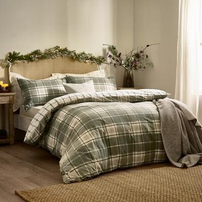 furn. Wylder Nature Braemar rutiga sängkläder – mjuk borstad bomull vändbar design med knappstängning (grön/naturlig – enkel) furn. Wylder Nature Braemar rutiga sängkläder – mjuk borstad bomull vändbar design med knappstängning (grön/naturlig – enkel)