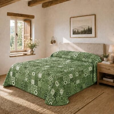 SABANALIA rustik filt fin dekorativ säng, grön, 90–180 x 280 cm SABANALIA rustik filt fin dekorativ säng, grön, 90–180 x 280 cm