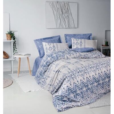 Nuit Des Rêves Premium Ranforce Double Quilt Cover Set (200 x 200 cm), 100% bomull, blå, innehåller 2 örngott (80 x 80 cm) Kan tvättas i maskin, knappstängning elegant och mysig sängkläder Nuit Des Rêves Premium Ranforce Double Quilt Cover Set (200 x 200 cm), 100% bomull, blå, innehåller 2 örngott (80 x 80 cm) Kan tvättas i maskin, knappstängning elegant och mysig sängkläder