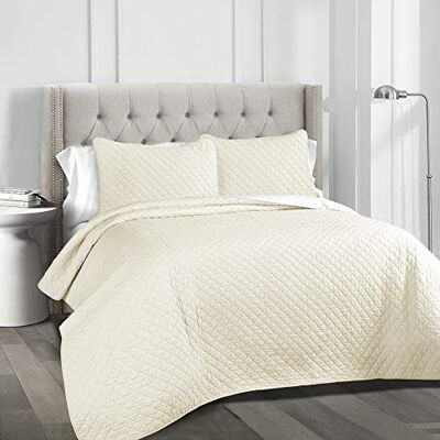 Lush Decor Ava Quilt Diamond Pattern Solid 3 Piece Oversized Bedding Blanket Bedspread Set King White Lush Decor Ava Quilt Diamond Pattern Solid 3 Piece Oversized Bedding Blanket Bedspread Set King White