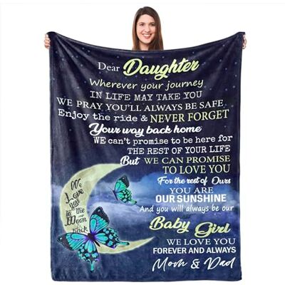 UFOORO Anpassad prydnadsdotter filt anpassade filtar för flickor från pappa och mamma födelsedag 140 cm x 178 cm UFOORO Anpassad prydnadsdotter filt anpassade filtar för flickor från pappa och mamma födelsedag 140 cm x 178 cm