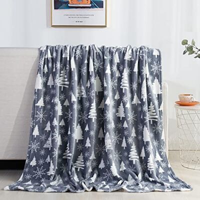 Elegant Comfort – lyxig sammet, supermjuk fleecefilt med jultryck – heminredning med högtidstema, fluffig, varm och mysig filt för vinterbäddning, soffa och som gåva, 127 x 152 cm, julgran. Elegant Comfort – lyxig sammet, supermjuk fleecefilt med jultryck – heminredning med högtidstema, fluffig, varm och mysig filt för vinterbäddning, soffa och som gåva, 127 x 152 cm, julgran.