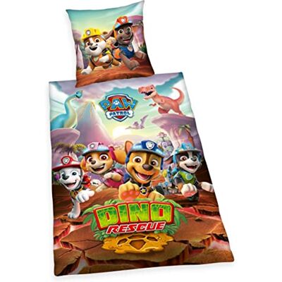 Herding Paw Patrol Dino räddningsbäddsset, örngott 80 x 80 cm, påslakan 135 x 200 cm, med dragkedja, 100% bomull/renforcé, flerfärgad Herding Paw Patrol Dino räddningsbäddsset, örngott 80 x 80 cm, påslakan 135 x 200 cm, med dragkedja, 100% bomull/renforcé, flerfärgad