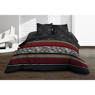 Le linge de Jules Påslakanset, bomull, rött, grått, svart, saffran, Loretta 220 x 240 cm Le linge de Jules Påslakanset, bomull, rött, grått, svart, saffran, Loretta 220 x 240 cm