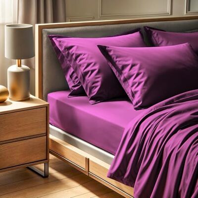 Nuit Des Rêves Premium Ranforce Double Fitted Sheet (140 x 190 + 30 cm) 100% bomull, 155 trådantal: maskintvättbar vid 30 °C Elegant lila färg för mysiga sovrum Nuit Des Rêves Premium Ranforce Double Fitted Sheet (140 x 190 + 30 cm) 100% bomull, 155 trådantal: maskintvättbar vid 30 °C Elegant lila färg för mysiga sovrum
