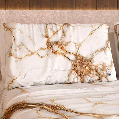 PETTI Artigiani Italiani MARBLELIZED par kuddfodral med dubbelsidig utskrift, 50 x 80 cm, örngott med elegant vit marmoreffekt, 100% tillverkad i Italien PETTI Artigiani Italiani MARBLELIZED par kuddfodral med dubbelsidig utskrift, 50 x 80 cm, örngott med elegant vit marmoreffekt, 100% tillverkad i Italien