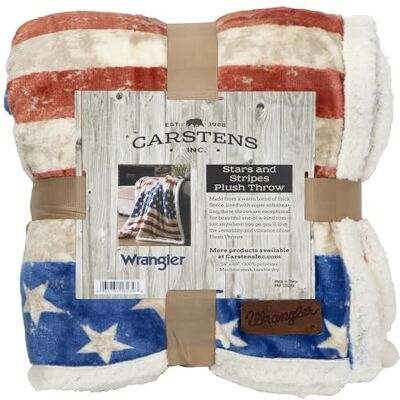 Carstens , INC. Wrangler Ultra Premium Supermjuka Plysch Sherpa Fleece Stor Filt 137 cm x 172 cm, Stars & Stripes. Carstens , INC. Wrangler Ultra Premium Supermjuka Plysch Sherpa Fleece Stor Filt 137 cm x 172 cm, Stars & Stripes.