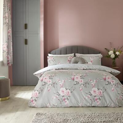 Catherine Lansfield Bedding Canterbury Floral King påslakan set med örngott grå Catherine Lansfield Bedding Canterbury Floral King påslakan set med örngott grå