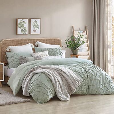 Peri Home 100% bomull 3-delad salvia täcke och bluff set, grön chenille ros, kung Peri Home 100% bomull 3-delad salvia täcke och bluff set, grön chenille ros, kung