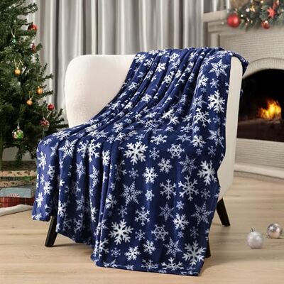 PAVILIA Julfilt Marinblå snöflinga jul fleecefilt mjuk, plysch, varm vinterstuga överkast, 50 x 60 (marinblå/vit snöflinga) PAVILIA Julfilt Marinblå snöflinga jul fleecefilt mjuk, plysch, varm vinterstuga överkast, 50 x 60 (marinblå/vit snöflinga)