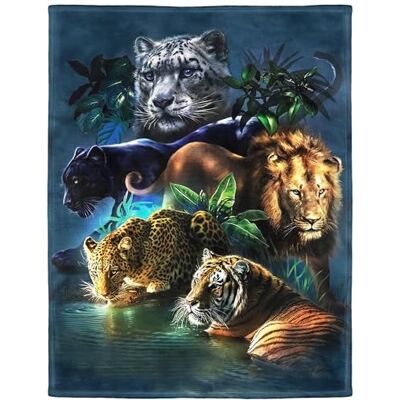 HommomH 152 cm x 203 cm filt mjukt fluffigt fleeceöverkast för bäddsoffa tiger leopard lejon HommomH 152 cm x 203 cm filt mjukt fluffigt fleeceöverkast för bäddsoffa tiger leopard lejon