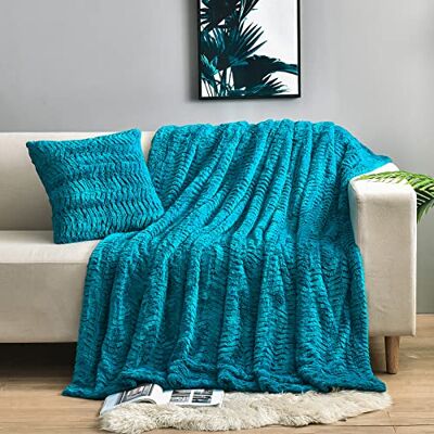 YUSOKI Lyxig dubbelsidig fuskpälsfilt (utan kuddar), turkos mjuk luddig fluffig mysig filt aqua plysch lurvig bekväm filt för soffa säng soffa kvinnor tonårstjejer present (blågrön, 127 x 160 cm) YUSOKI Lyxig dubbelsidig fuskpälsfilt (utan kuddar), turkos mjuk luddig fluffig mysig filt aqua plysch lurvig bekväm filt för soffa säng soffa kvinnor tonårstjejer present (blågrön, 127 x 160 cm)
