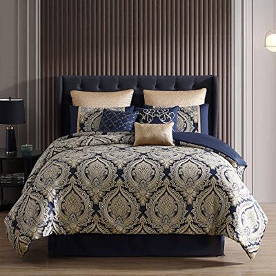 Riverbrook Home Comforter Set, Polyester, Barret-Navy, Queen Riverbrook Home Comforter Set, Polyester, Barret-Navy, Queen