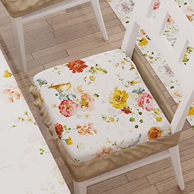 PETTI Artigiani Italiani Kuddar för köksstol med 2 stycken, mikrofiberstol med elastiskt band 40 x 40 cm Set med 2 mönster Blomma-06 100% Tillverkad i Italien PETTI Artigiani Italiani Kuddar för köksstol med 2 stycken, mikrofiberstol med elastiskt band 40 x 40 cm Set med 2 mönster Blomma-06 100% Tillverkad i Italien