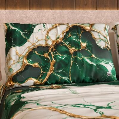 PETTI Artigiani Italiani MARBLELIZED Ett par kuddfodral med dubbelsidig utskrift, 50 x 80 cm, örngott med elegant smaragd marmorutseende, presentidé, 100% tillverkad i Italien PETTI Artigiani Italiani MARBLELIZED Ett par kuddfodral med dubbelsidig utskrift, 50 x 80 cm, örngott med elegant smaragd marmorutseende, presentidé, 100% tillverkad i Italien