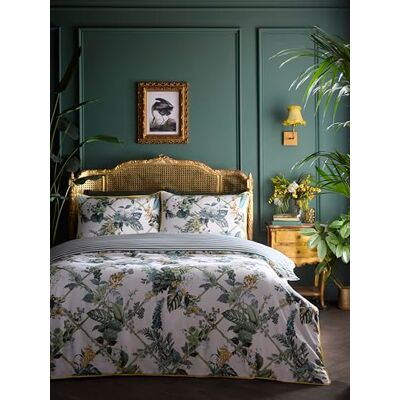 Laurence Llewelyn-Bowen påslakanset, 100% bomull, super-King 260 x 220 cm, grön, blommönster, 200 trådtäthet, 2 örngott Laurence Llewelyn-Bowen påslakanset, 100% bomull, super-King 260 x 220 cm, grön, blommönster, 200 trådtäthet, 2 örngott
