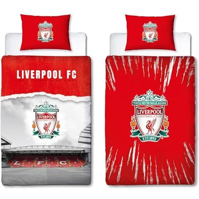 Liverpool F.C. Character World Liverpool FC officiellt enkelt påslakanset, promenad ensam design röd vändbar 2-sidig fotbollsstadion sängkläder överdrag officiella varor inklusive matchande örngott Liverpool F.C. Character World Liverpool FC officiellt enkelt påslakanset, promenad ensam design röd vändbar 2-sidig fotbollsstadion sängkläder överdrag officiella varor inklusive matchande örngott