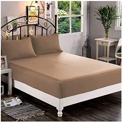Elegant Comfort 1500 premium hotellkvalitet 1-delat dra-på-lakan, mjukaste kvalitetsmikrofiber djup ficka upp till 40 cm, skrynkel- och blekningsbeständig, drottning, brungrå Elegant Comfort 1500 premium hotellkvalitet 1-delat dra-på-lakan, mjukaste kvalitetsmikrofiber djup ficka upp till 40 cm, skrynkel- och blekningsbeständig, drottning, brungrå