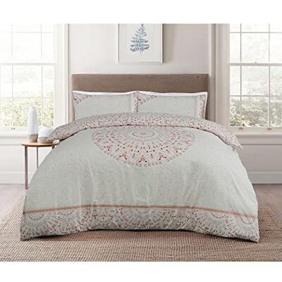 Sleepdown abstrakt mandala multi naturlig 100% bomull vändbart påslakan täcke örngott sängkläder set mjuk enkel skötsel – dubbel (200 cm x 200 cm), multi naturlig rosa Sleepdown abstrakt mandala multi naturlig 100% bomull vändbart påslakan täcke örngott sängkläder set mjuk enkel skötsel – dubbel (200 cm x 200 cm), multi naturlig rosa
