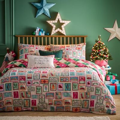 furn. Ugn Dear Santa påslakanset – vändbara geometriska julsängkläder med frimärken design (flerfärgad – super king) furn. Ugn Dear Santa påslakanset – vändbara geometriska julsängkläder med frimärken design (flerfärgad – super king)