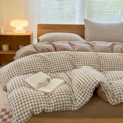 NSNLGSGC Twin Grid Gingham påslakanset brun – tvättat mjukt täcke set brun lätt bäddset (2 st, tvilling) NSNLGSGC Twin Grid Gingham påslakanset brun – tvättat mjukt täcke set brun lätt bäddset (2 st, tvilling)