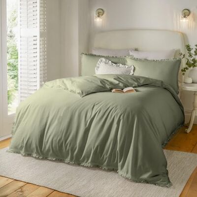furn. Wylder Nature Tilly påslakanset – 100% tumlad bomull minimal volang sängkläder med elegant dekor (salvia – super king) furn. Wylder Nature Tilly påslakanset – 100% tumlad bomull minimal volang sängkläder med elegant dekor (salvia – super king)