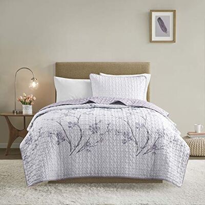 Comfort Spaces Komfortutrymmen alla årstider, lätt, överkast sängkläder, matchande örngott, mikrofiber, kate lila, tvilling/dubbel XL Comfort Spaces Komfortutrymmen alla årstider, lätt, överkast sängkläder, matchande örngott, mikrofiber, kate lila, tvilling/dubbel XL